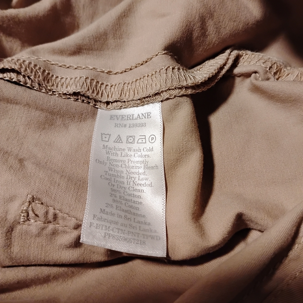 Everlane Tan Khaki Elastic Waist Women's Straight Wide Leg Pants - Picture 4 of 4